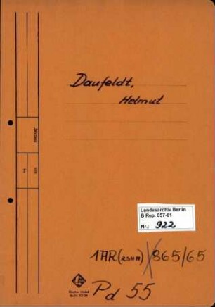 Personenheft Helmut Daufeldt (*19.04.1911), SS-Hauptsturmführer