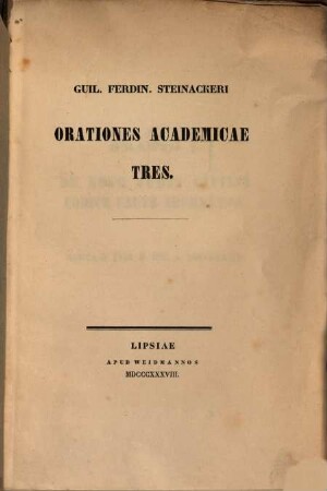 Orationes academicae tres