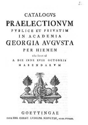 WS 1751: Catalogus praelectionum publice et privatim in Academia Georgia Augusta ... habendarum