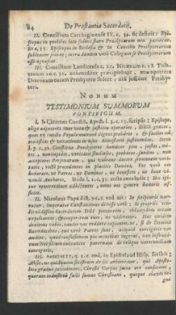 Nonum Testimonium Summorum Pontificum.