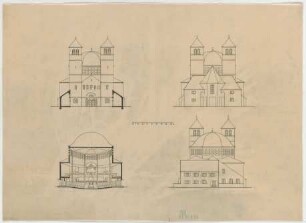 Fischer, Theodor; Nürnberg; Reformations - Gedächtniskirche - Ansichten, Schnitt; Innenraum (Perspektivischer Schnitt)