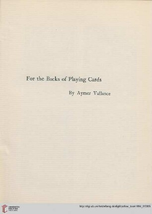 Plate: For the backs of playing cards by Aymer Vallance