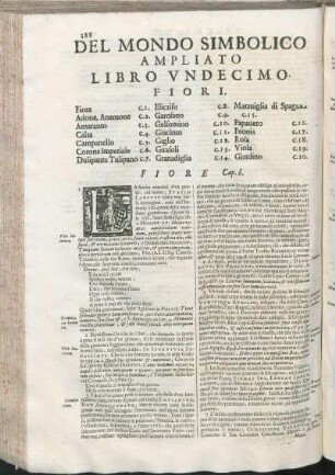 Del Mondo Simbolico Ampliato Libro Vndecimo. Fiori.