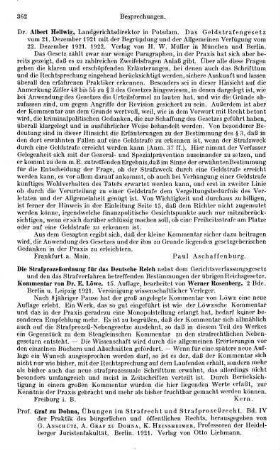 362-363, Graf zu Dohna. Übungen im Strafrecht und Strafprozeßrecht. 1921