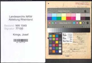 Entnazifizierung Josef Krings , geb. 10.05.1876 (Bahnbeamter)