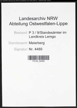 Sterberegister Standesamt Meierberg