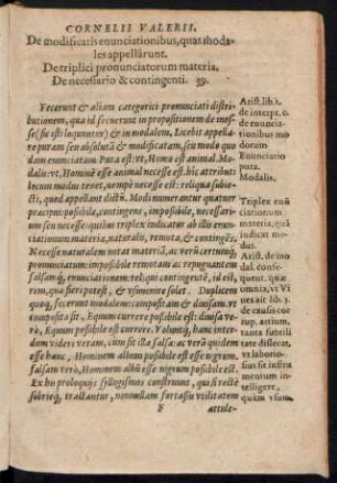 De modificatis enunciationibus ... De triplici pronunciatorum materia. De necessario & contingenti. 39.