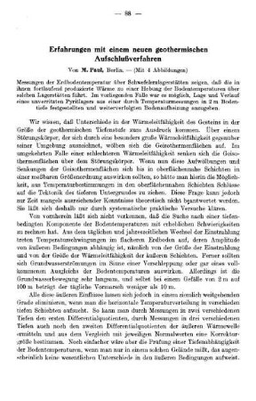Erfahrungen mit einem neuen geothermischen Aufschlußverfahren