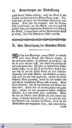 X. Von Bereinigung der schwachen Stöcke.