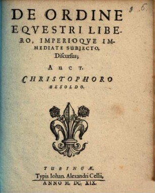 De Ordine Equestri Libero, Imperioque Immediate Subiecto, Discursus