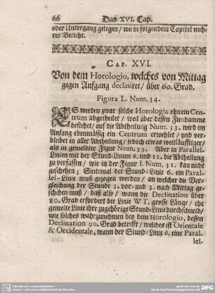 Cap. XVI. Von dem Horologio, welches von Mittag gegen Aufgang decliniret/ über 60. Grad.