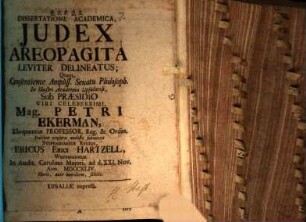 Dissertatione acad. iudex areopagita leviter delineatus
