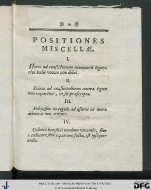 Positiones Miscellae.