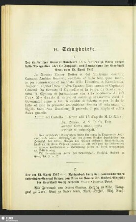 B. Schutzbriefe