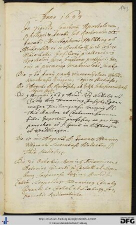 [fol. 143] Rektorat Jakob Christoph Helbling 1699