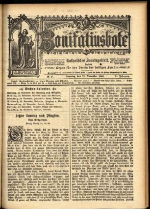 Erste Ausgabe vom Sonntag, den 22. November 1903.