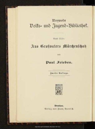 Aus Großvaters Märchenschatz : neue Märchen
