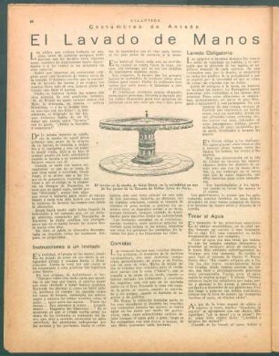 El lavado de manos : Costumbres de antaño