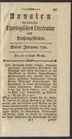 Ein und dreisigste Woche