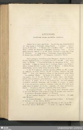 Appendix : coniecturas minus probabiles continens