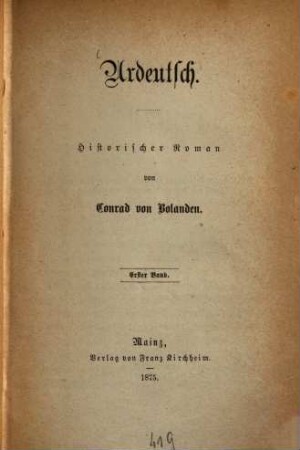 Urdeutsch : historischer Roman, 1