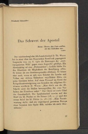 Das Schwert der Apostel