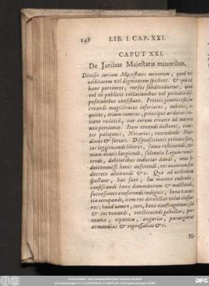Caput XXI. De Iuribus Maiestatis minoribus.
