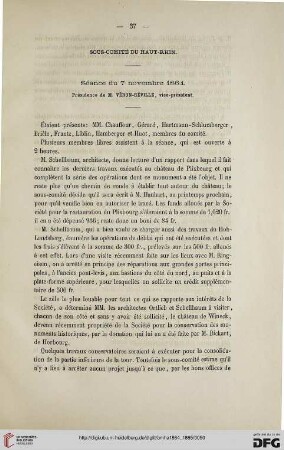 Sous-comité du Haut-Rhin: séance du 7 novembre 1864