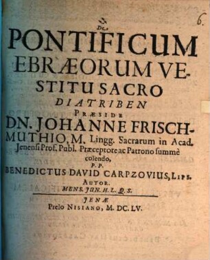 De pontificum Ebraeorum vestitu sacro diatriben