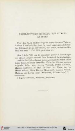Nachlass-Versteigerung von Michiel Kuypers