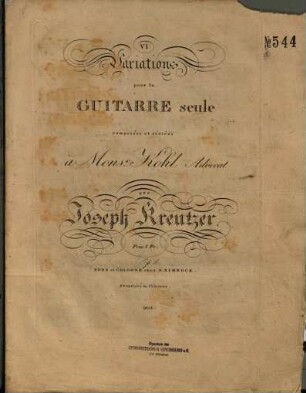 VI variations pour la guitarre seule : op. 11