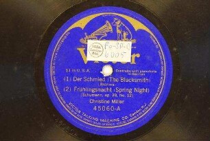 Der Schmied / Brahms und Frühlingsnacht (Spring night), op. 39 No. 12 / Schumann