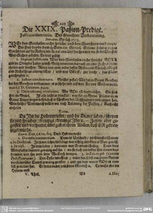 Die XXIX. Paßion-Predigt. Iusti condemnatio. Des Gerechten Verdammung
