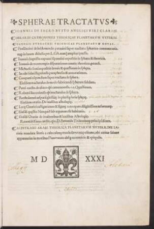 Spherae tractatvs Ioannis de Sacro Bvsto
