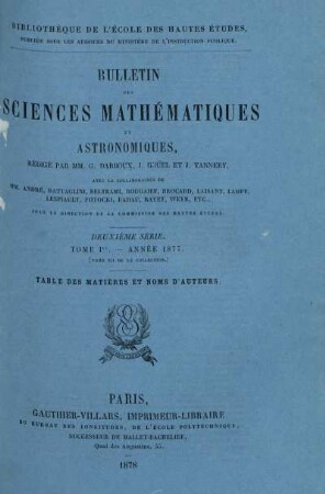 Tome 1. - Année 1877.