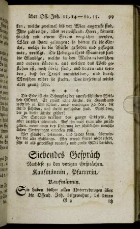 Siebendes Gespräch. Nachlese zu den vorigen Gesprächen.