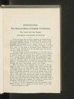 Introduction. The Natural Basis of English Civilization.