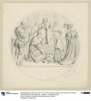 Kurfürst Joachim II und seine Gemahlin nehmen das Abendmahl. Entwurf einer Medaille für das Reformationsfest