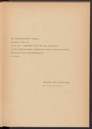 Der Lehrplanentwurf Physik, Klassen 9 und 10 ...