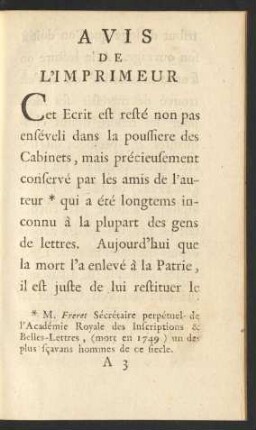 Avis De L'Imprimeur