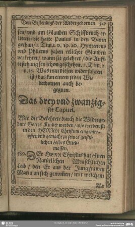 Das drey und zwantzigste Capitel. Von Vereinigung mit Christo