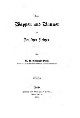 Ueber Wappen und Banner des deutschen Reiches