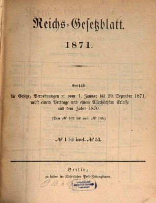 Bundes-Gesetzblatt des Norddeutschen Bundes, 1871, 1 - 18