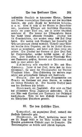 III. Vor dem Hallischen Thore