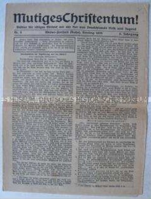 Kirchliches Mitteilungsblatt mit dem Abdruck eines Aufsatzes über Vaterlandsliebe