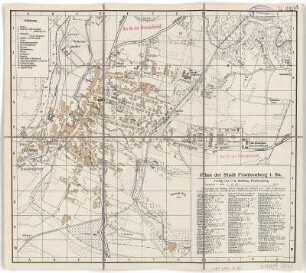 Stadtplan von Frankenberg, 1:7 500, um 1915 : Plan der Stadt Frankenberg i. Sa.. - 1:7 500. - Frankenberg : Roßberg , [um 1915]. - 1 Kt. : zweifarb. ; 37 x 33 cm