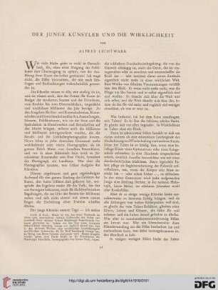 Der junge Künstler und die Wirklichkeit