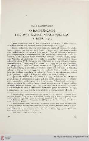 1: O rachunkach budowy zamku krakowskiego z roku 1535
