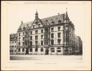 Predigerhaus zu St. Nicolai, Leipzig: Ansicht (aus: Blätter für Architektur und Kunsthandwerk, 10. Jg., 1897, Tafel 22)