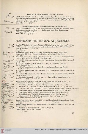 Handzeichnungen, Aquarelle (Nr. 197-282)
